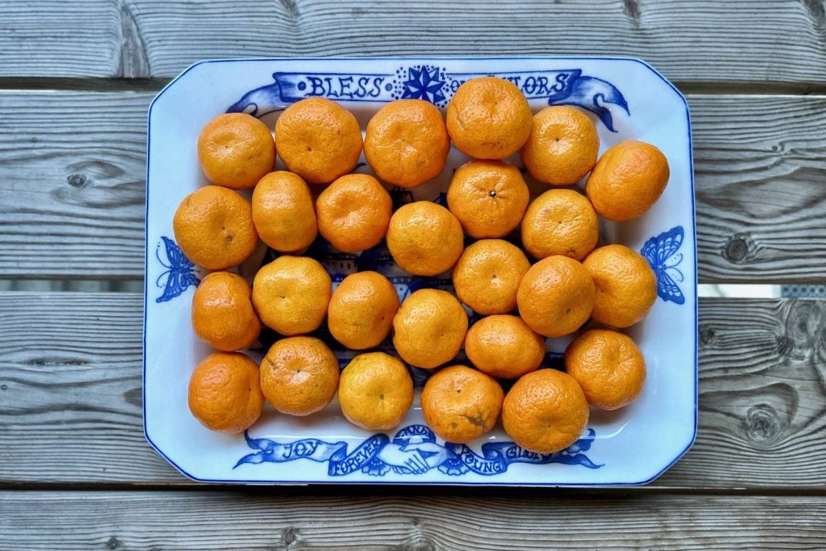 Ein Teller voller echter Mandarinen